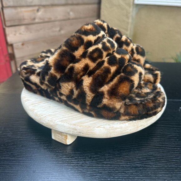 UGG FLUFF YEAH 9 Women's Sandals Slippers Slides Animal Print Open Toe Casual - Picture 4 of 14